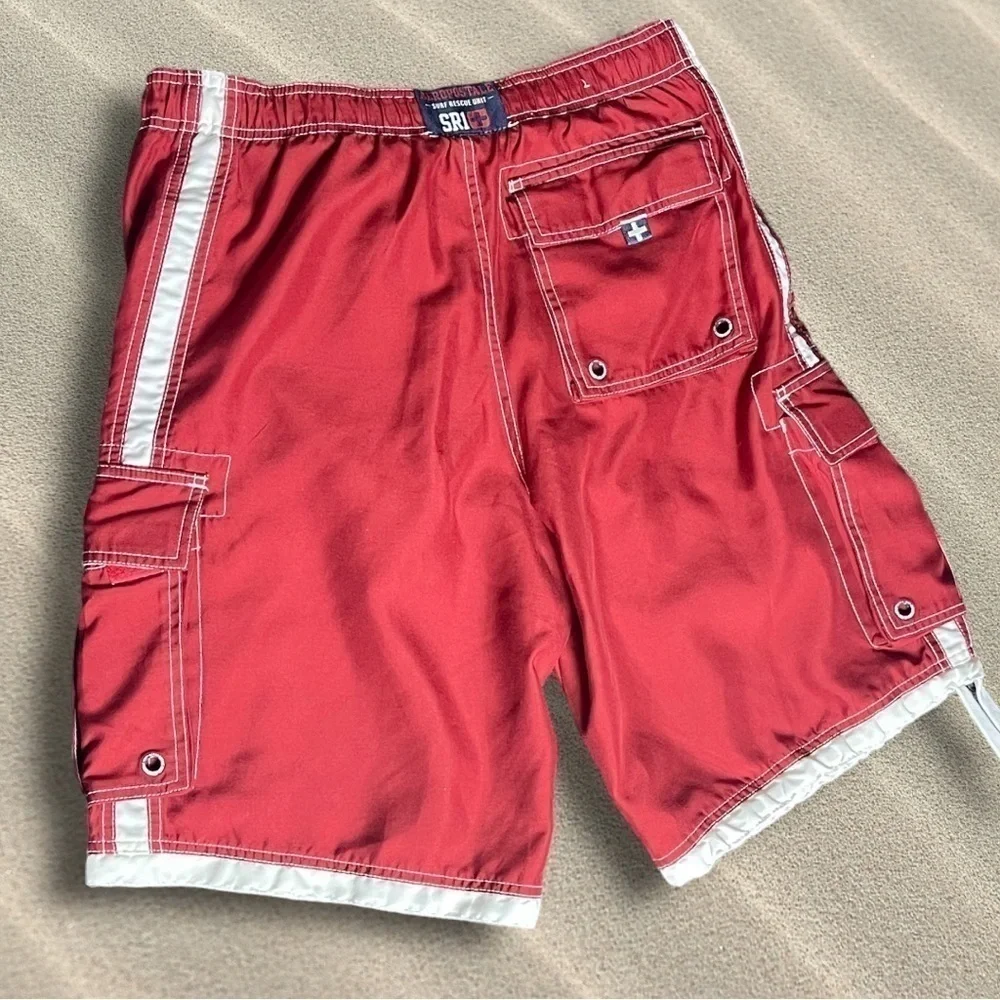 Aeropostale Men’s Cargo Swim Trunks / Shorts Burgundy Red Size Small